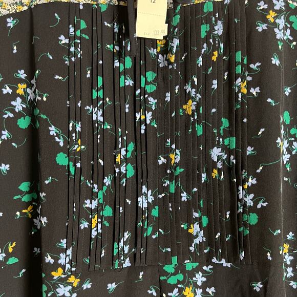 Ann Taylor Blue Mixed Floral Print Flounce Short Sleeve Dress Size 12 - Picture 10 of 13